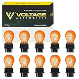 (10 Pack) 3157A 3157NA 3157 Amber Automotive Brake Light Turn Signal Side Marker Light Bulb - Voltage Automotive- Standard Replacement