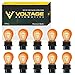 (10 Pack) 3157A 3157NA 3157 Amber Automotive Brake Light Turn Signal Side Marker Light Bulb - Voltage Automotive- Standard Replacement primary