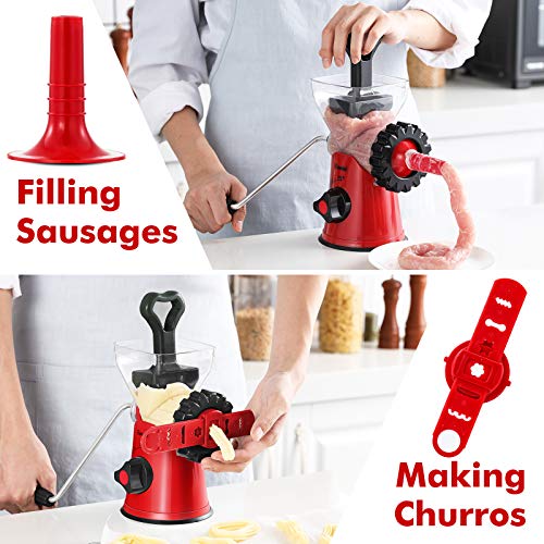 Meat Grinder Manual, Food Grinder Sausage Maker Heavy Duty, 3IN1 Hand Crank Meat Grinder