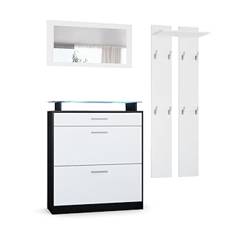 Vladon Wardrobe Set Loret Mini Carcass In Black Matt Front In