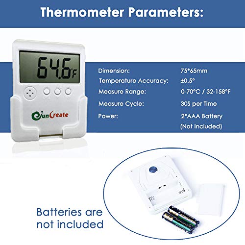 Capetsma Aquarium Thermometer with Sound Alarm, LCD Fish Tank Thermometer Monitor Water Temperature with Accurate Temperature Sensor, Digital Temperature Gauge for car, Room and Terrarium (White)
