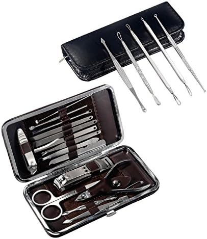 Keep Better Manicure Pedicure Set Nail Clippers 15 In 1 Travel Case Tools + Professional Blackhead Remover Tool Kit