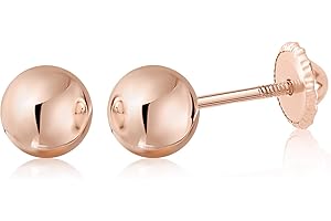 MASSETE Gold Ball Stud Earrings for Women and Girls Screwback | 10k, 14k, 18k | White Yellow or Rose Gold | 3mm 4mm 5mm | Nickel Free