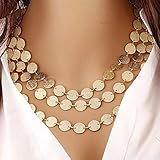 Botrong® Women Multi-layer Metal Clothing Accessories Bib Chain Necklace Jewelry (Gold) (Gold)