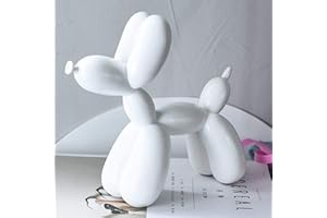 Addzoe Resin Balloon Dog Sculpture, Mini 4in White Figurine Animal Crafts