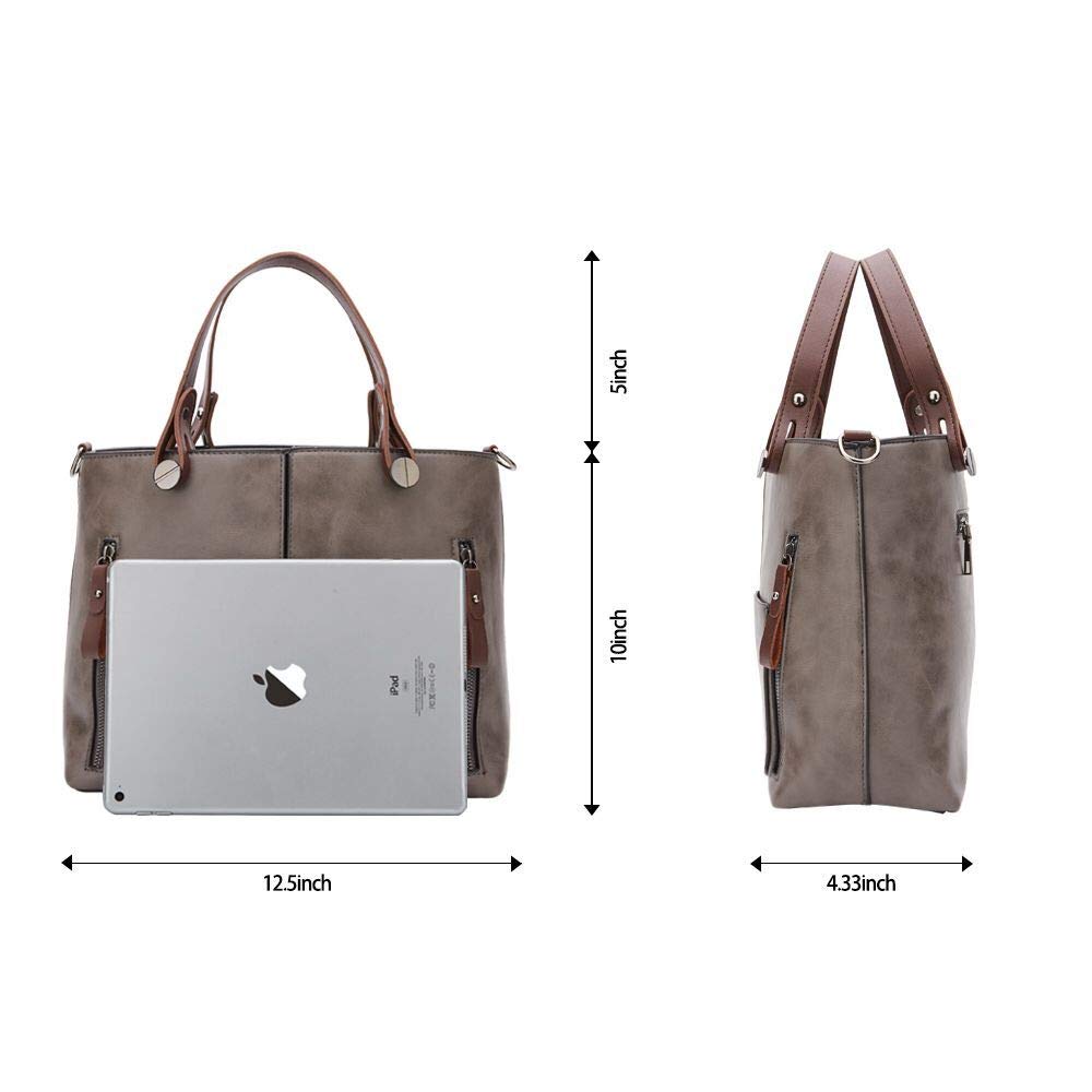 Women Bag Stylish Top-Handle Handbags Lady Fashion Big Purse Shoulder Crossbody Bags (Grey)