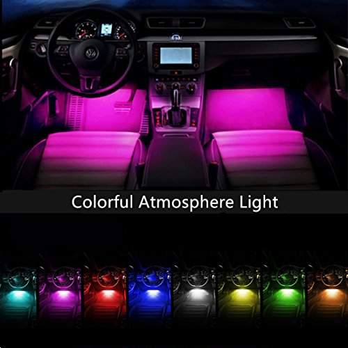 Car LED Strip Light, YANF 4pcs 48 LED Bluetooth App Controller Multi Color Music Car Interior Lights Under Dash Lighting Kit with Sound Active Function for iPhone Android Smart Phones