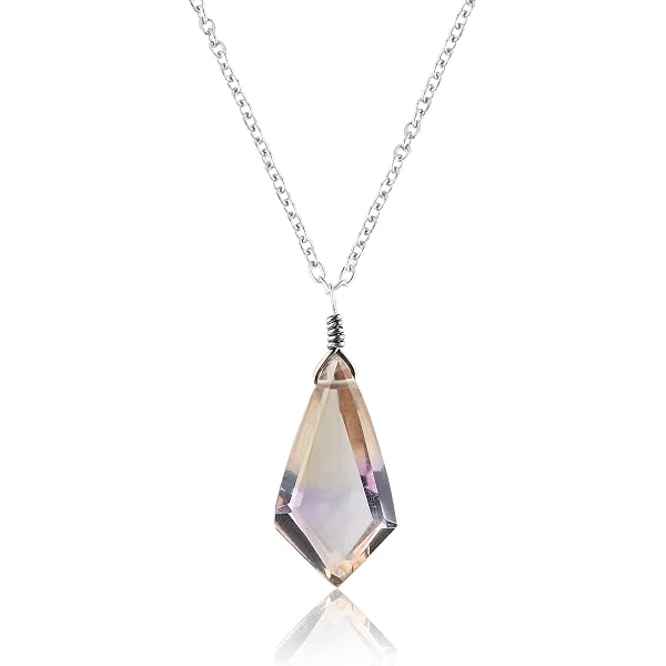 Peora 14K Yellow Gold Amethyst Pendant With Diamond - 6.5mm Round 1 Carat Gemstone, Solitaire Necklace