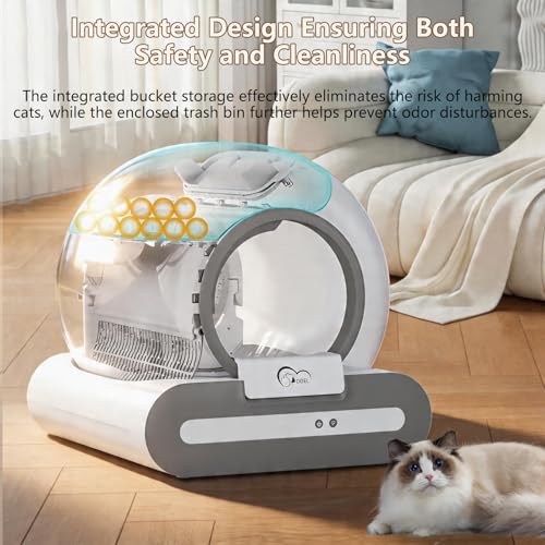 DOEL 2026 Upgrade Self Cleaning Cat Litter Tray Automatic Cat Litter Box 65L Large Capacity, Multi-layered security, APP Monitor Smart Cat Litter Box for Multiple Cats