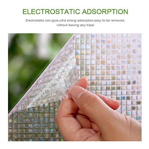 Niviy Premium No-Glue 3D Static Decorative Privacy Window Films Privacy Window Film Vinyl Window Clings17.7-Inch by 78.7-Inch 1 Roll