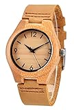 Dovoda Ladies Bamboo Wood Watch Quartz Genuine Calf Leather Brown