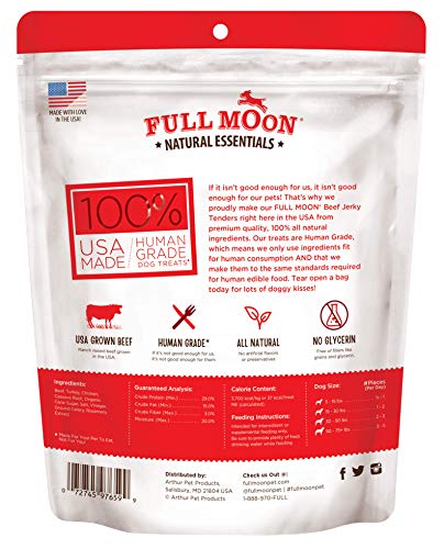 FULL MOON ALL NATURAL ESSENTIALS BEEF JERKY TENDERS FREE RANGE HUMAN GRADE 24 OZ