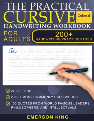 Cursive Handwriting Workbook for Adults - 200+ Pages of Handwriting Practice for Adults: Cursive workbook - hand writing practice books for adults. ... for adults. Improve handwriting for adult Cursive Handwriting Workbook for Adults - 200+ Pages of Handwriting Practice for Adults: Cursive workbook - hand writing practice books for adults. ... for adults. Improve handwriting for adult Paperback