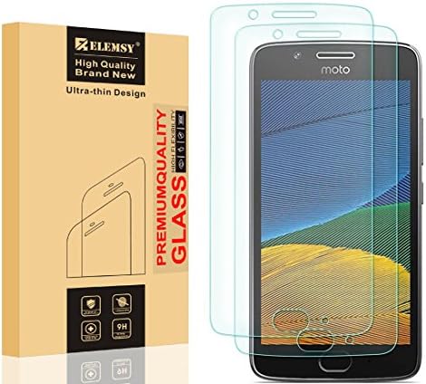 Moto G5 Screen Protector, [2-Pack] ELEMSY Tempered Glass Screen Protector For Moto G5.[Anti-Scratch][Anti-Fingerprint][Bubble Free]