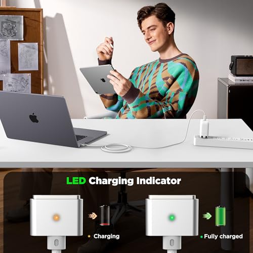 LUCMO Magnetic 3 Cable 6.6 FT for M5/M4/M3/M2 MacBook Air Pro Charger | 140W Fast Charger USB C Cord for MacBook Air (13"/15" 2022-2026), Pro (16"/14" 2026/2025/2024/2023/2021), White