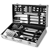 Femor Grill Tools Set, 26PC BBQ Grilling Utensils, Heavy Duty Stainless Steel Barbecue Accessories Kit With Aluminum Carrying Case For Outdoor Camping