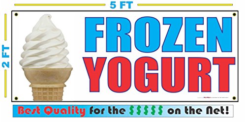 Frozen Yogurt with Vanilla Cone 2x5 Banner Sign