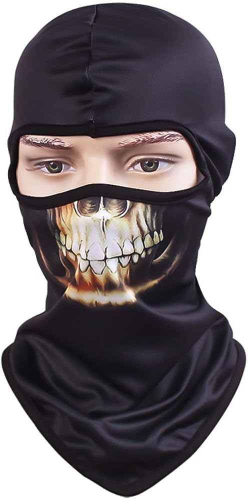 TClian Breathable Skull Balaclava, Dust-proof Windproof Motorcycle Bicycle Bike Face Mask for Cycling, Hiking, Camping, Climbing, Fishing, Hunting, Motorcycling
