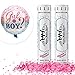 Gender Reveal Confetti Cannon Pink 2 Pack - Baby Reveal Party Supplies with 18 inch Gender Reveal Foil Balloon - Set of 2 Pink Confetti Poppers