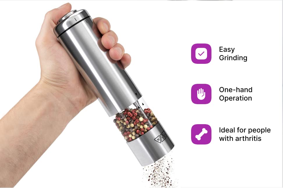 KSL Electric Salt and Pepper Grinder Set Adjustable Motorized Electrical Powered Auto Shakers