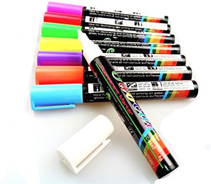 Fluotab® - Set of Magic Erasable Fluorescent Liquid Chalk Markers for Boards, Slate, Mirrors, Glass or Metal- Suitable for Christmas Pointe 6MM