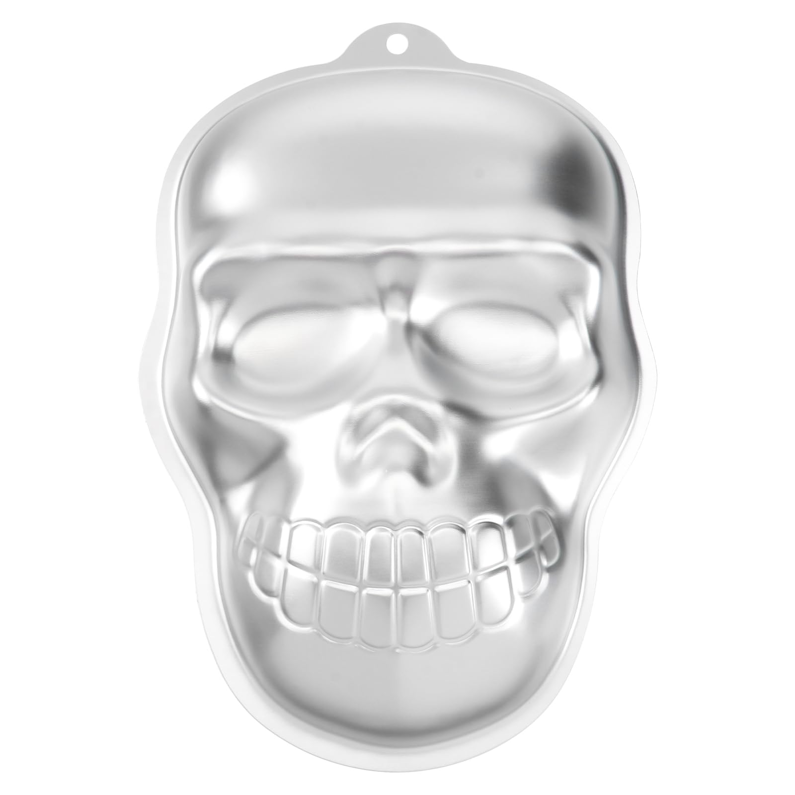 Luxshiny Halloween Skull Cake Mold Aluminum Baking Mold for Chocolate Fondant Candy 3D Skull Head Nonstick Flexible 10.7X7.3X1.6 Inches