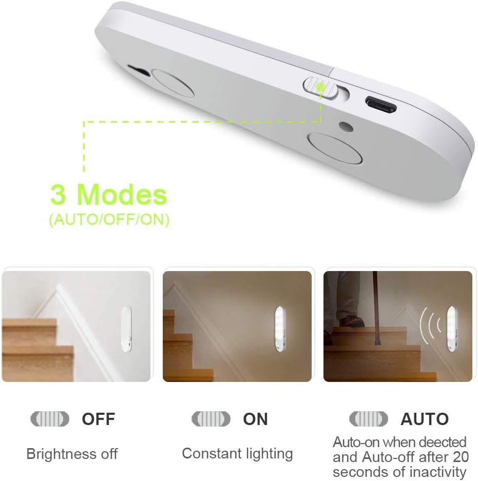 Hually Cupboard Light, (2 Pack) 24 LEDs Motion Sensor Lights USB Rechargeable Battery-Powered - Image 5