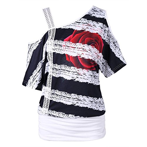 image for VEZAD Fashion Womens Casual Short Sleeve Skew Neck T-Shirt Strapless F