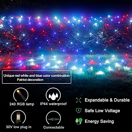 OYCBUZO 14.8ft x 5ft Christmas Net Lights, 240LED Color Changing