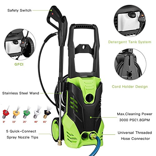 image for Binxin 2030 PSI Electric Pressure Washer 1.76GPM w/Power Hose Nozzle G