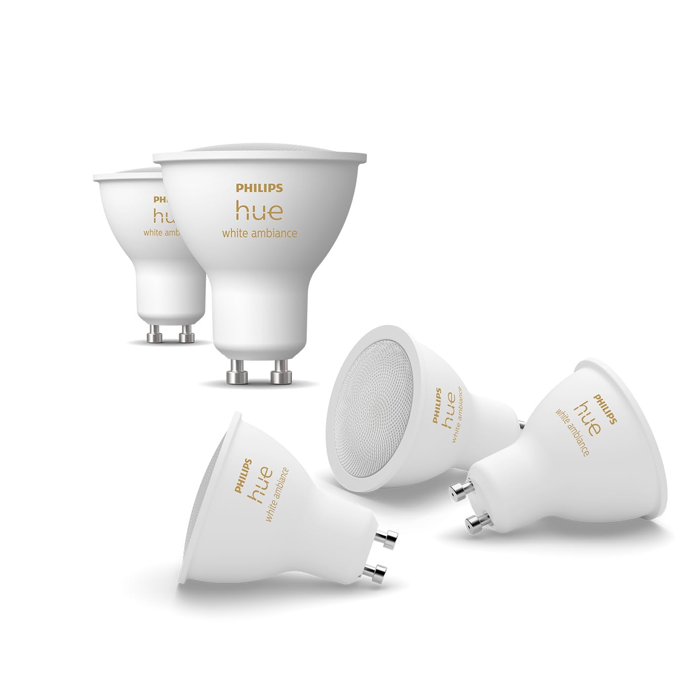 Philips Hue White Ambiance GU10 LED Spot 5er Pack (400lm), dimmbare LED Lampen für das Hue Lichtsystem mit warmweißem/kaltweißem Licht, smarte Lichtsteuerung über Sprache und App