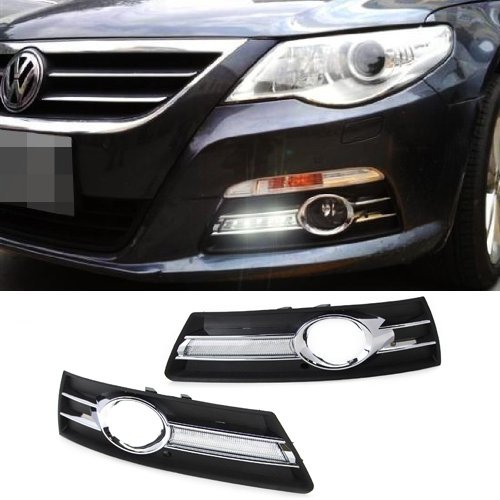 iJDMTOY Xenon White OEM Fit 8W High Power LED Daytime Running Light Kit For 2009-2011 Volkswagen CC