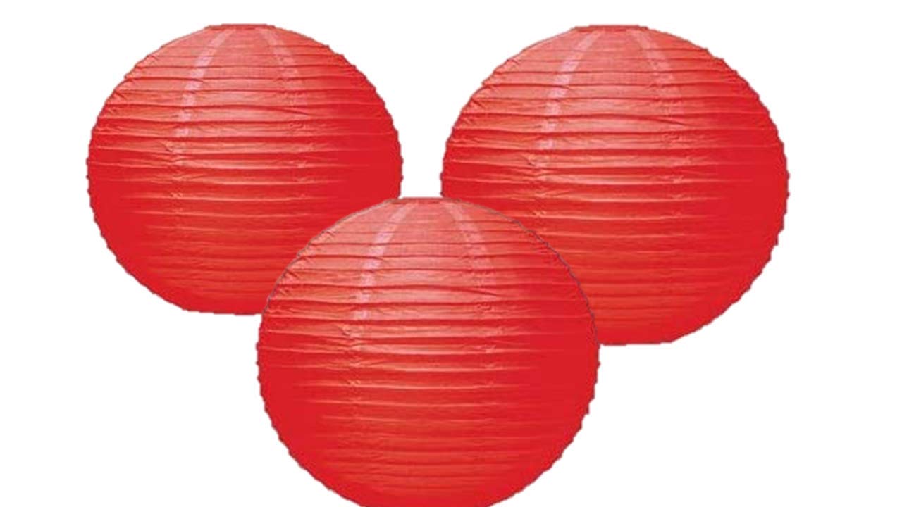 Pack of 3 Paper Lantern Lampshade Party Birthday Baby Shower Wedding Celebration Decoration 4"(10cm) -16"(40cm) (Red, 10" (25cm))