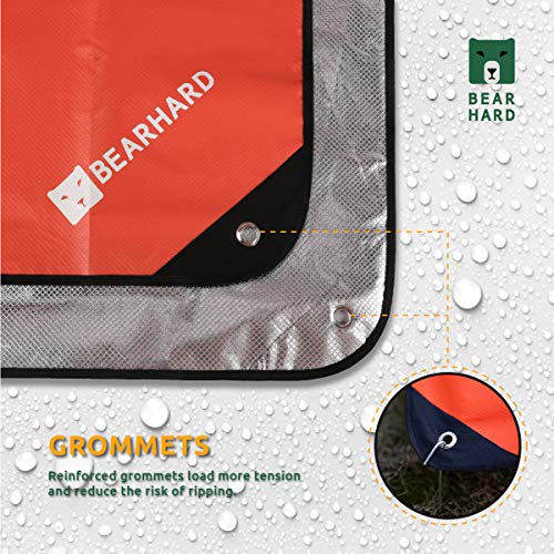Bearhard Heavy Duty Emergency Blanket, Emergency Tarp, Insulated Blanket, Thermal Waterproof Survival Space Blanket for Hiking, Camping Orange