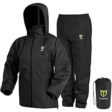 TIDEWE Rain Suit, Waterproof Breathable Lightweight 2 Pieces Rainwear