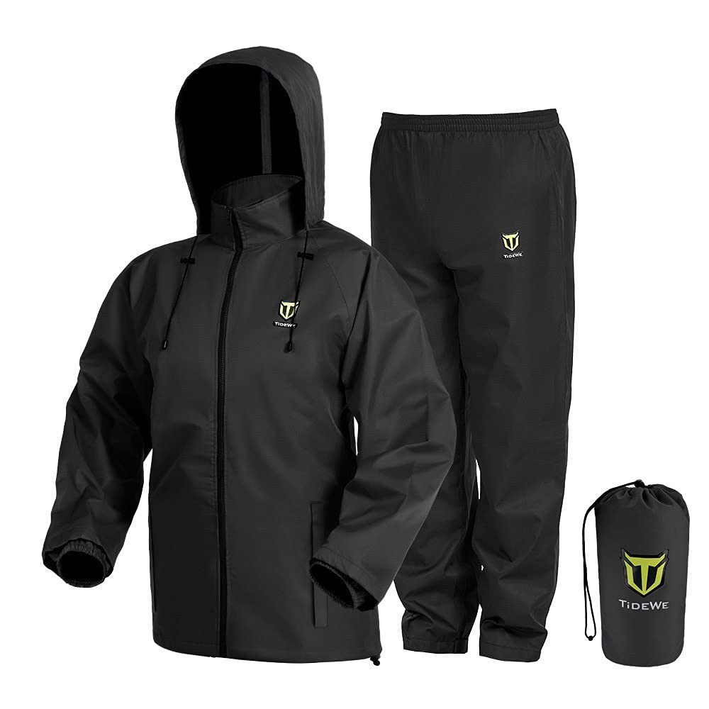 Photo 1 of TIDEWE Rain Suit, Waterproof Breathable Lightweight Rainwear (Black Size XXL)