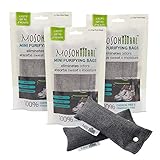 MOSO NATURAL Mini Air Purifying Bag 6 Pack Bamboo Charcoal Air Freshener, Deodorizer, Odor Eliminator, Odor Absorber for Shoes, Gym Bags and Sports Gear Charcoal Color