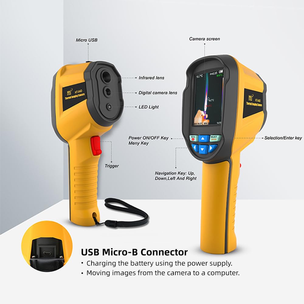HT-04D Thermal Imaging Camera, 160 x 120 IR Resolution/19200...