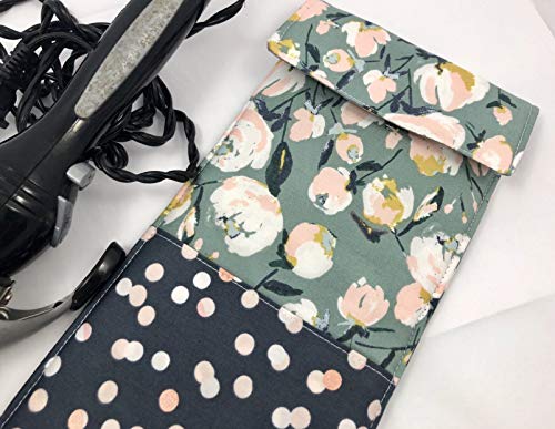 Curling Iron Holder Cover or Flat Iron Case - Everlasting Blooms Pink - Thumbnail 6