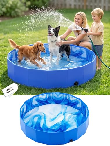 Foldable Dog Pool - Portable PVC Dog Bathtub for Large Dogs, Blue Pool, Dog Pool, Foldable Dog Pools for Small Dogs