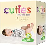 Cuties Complete Care Baby Diapers, Size 2, 204 Count