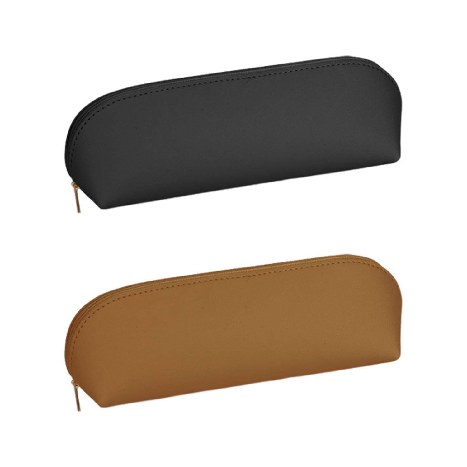2 Pieces of Leather Pencil Cases, Office and Study Supplies, Study Stationery, Fashionable and Simple Pencil Cases, Stationery Storage Bags