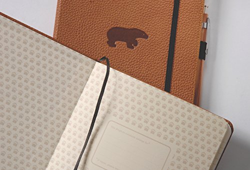 Dingbats Wildlife Medium A5+ (6.3 x 8.5) Hardcover Notebook - PU Leather, Micro-Perforated 100gsm Cream Pages, Inner Pocket, Elastic Closure, Pen Holder, Bookmark (Lined, Brown Bear) - Thumbnail 6