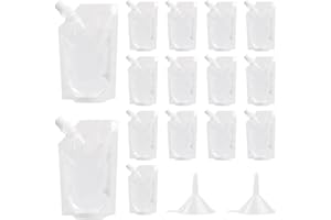 Dokpav 15PCS Refillable Drink Pouches, 200ml Travel Drinks Flasks, Plastic Drinks Flasks Cruise Kit, Liquor Drink Pouch with 