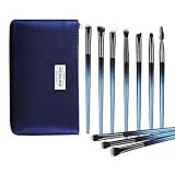 10 pcs Professional Eye Makeup Brushes Kit with a Portable Cosmetic Bag - HEDILINA Makeup Brushes Set, Blending Eyeshadow Eyebrow Concealer Smudge Lip Brushes (Sapphire Blue)