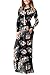 ESONLAR Women Floral Printed Long Sleeve Empire Maxi Dress with Pocket