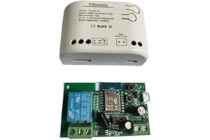 Yitouniu 1 Channel Tuya Smart Life WiFi Momentary Inching Self-Locking Relay Switch Module,DC 7-32V/USB 5V Wireless Remote Control with RF Bluetooth, Compatible with Alexa Goolge Home (1CH)