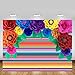 MEHOFOTO 7x5ft Fiesta Theme Party Colorful Stripes Backdrop Cinco De Mayo Mexican Festival Photography Background Paper Flower Decoration Event Table Decor Banner Background Photo Booth Props