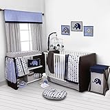 Elephants Blue/Grey 10 pc Crib Set Bumperfree