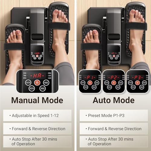 Elliptical Machine, آلة بيومية, Under Desk Ellipse, Leg Exerciser for Senior, Quiet and Compact Electric Seated Pedal Exerciser, for Home with Display Monitor, Remote Control and 12 Adjustable Speeds